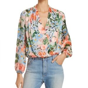 Alice + Olivia Trista Floral Burnout Crossover Top